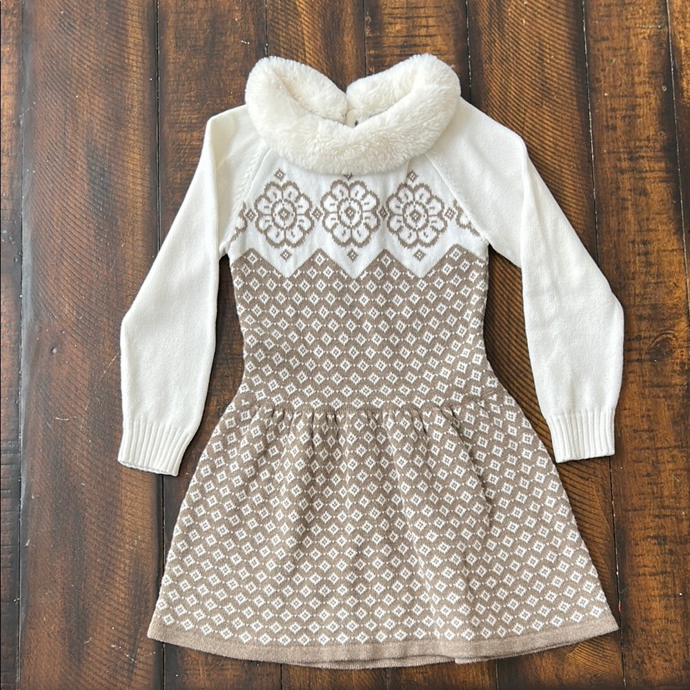 Janie and Jack White and Tan A-Line Dress